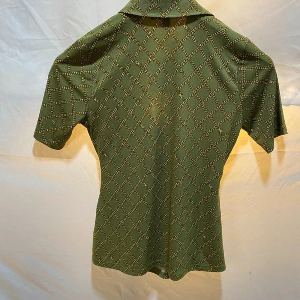 Michael Michael Kors Chain Print Wrap Top Smoky Olive Size S